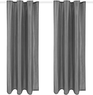 Image de lot de 2 rideaux opaques Alessia avec ruban universel 140x245cm gris foncé