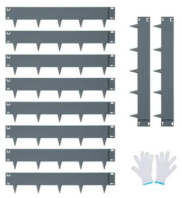 Immagine prodotto di Bordura da giardino - Bordura per aiuole e prati in acciaio zincato - Flessibile, con dentellature - 99 x 20,7 cm - Set da 10 pezzi
