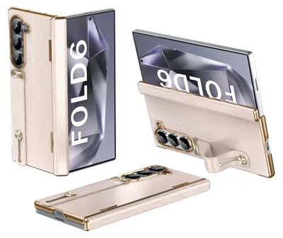 Image de Pour Samsung Galaxy Z Fold6 Étui à dragonne rétractable avec support Rose