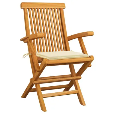Zdjęcie produktu dla VidaXL 3062489, Taras, Obite siedzisko, Drewno tekowe, Kremowy, Poliester, 550 mm