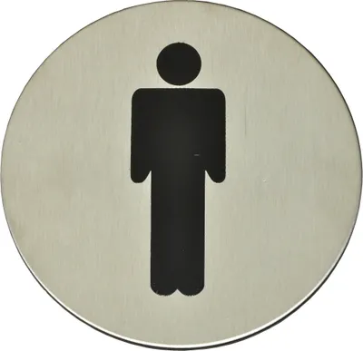 Produktbild von WC Schild / Toilettenschild Edelstahl -  Herren - 12 cm Ø