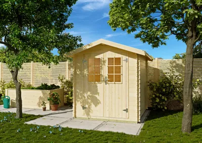 Produktbild von Gartenhaus Austin aus Fichte 19 mm Wandstärke 1,80x2,00 m mit Doppeltür und Fußboden