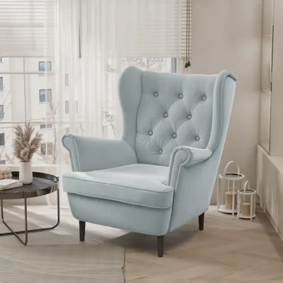 Produktbild von Idohome - Ohrensessel SCANDI im skandinavischen Stil, Farbe: Meeresfarbe Trinity 22