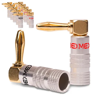 Produktbild von Bananenstecker 90° gewinkelt vergoldet 12x Stecker NEXMEX Winkel Steckverbinder