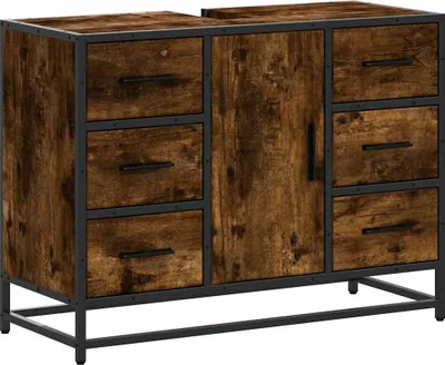Obrázok produktu pre vidaXL Umývadlo Vanity Unit Smoked Oak 80x33x60 cm Drevo Materiál