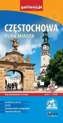 Productafbeelding van Stadskarte van Częstochowa, schaal 1:16.000, met bezienswaardigheden