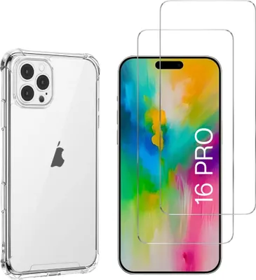 Obrázek produktu pro Nárazuvzdorné pouzdro pro iPhone 16 PRO s 2 ochrannými kryty obrazovky z tvrzeného skla Phonillico®