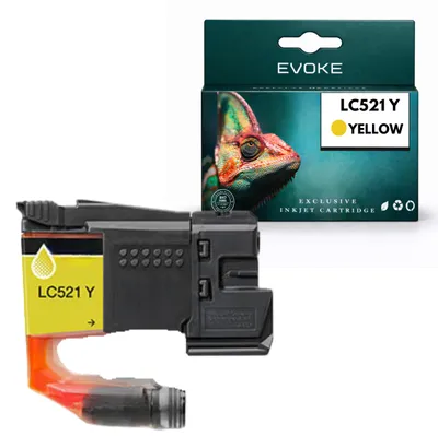 Image de Cartouches compatibles avec les imprimantes Brother LC521 LC-521Y, couleur jaune, capacité de 8 ml, compatibles avec les modèles DCP-J1260W, DCP-J1310DW et DCP-J1360DW, Image générée par une IA