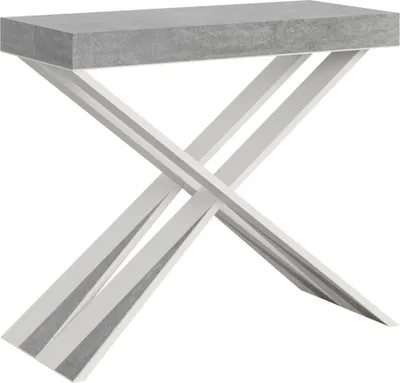 Zdjęcie produktu dla Rozkładany stół konsolowy 90x40/300 cm Diago Cement Biała rama