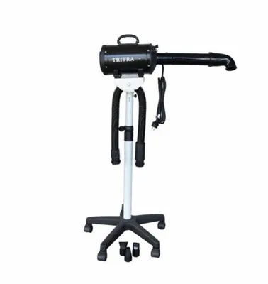 Produktbild von Standhaartrockner mit Wasserfunktion – Tritra Professional Schwarz 2200 Watt – Auf Ständer mit Auslauf – Hundehaartrockner für Hundesalons – Für Hunde