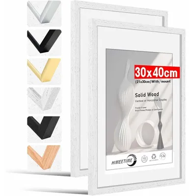 Productafbeelding van Fotoframe 30x40 cm, wit, met passe-partout voor A4-formaat, van hout, echt hout, set van 2