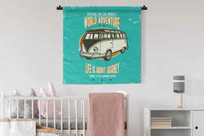 Produktbild von MuchoWow® Wandteppich Wandbehang Oldtimer - Oldtimer - Auto 90x90 cm Tapisserie Dekoration Wandtuch - Wandaufhänger