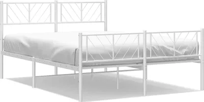 Produktbild von vidaXL Bettgestell mit Kopf- und Fußteil Metall Weiß 135x190 cm