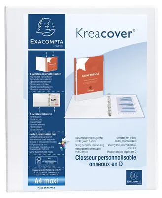 Immagine prodotto di Exacompta 54946E Exacompta Kreacover Ringbuch 2-Ringe weiß 4,7 cm DIN A4, 1 St.