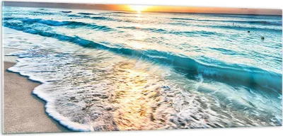 Produktbild von Bilder auf glas - Meer Welle Strand - 100x40cm - Glasbilder - Wandbilder - Kunstdruck - zum Aufhängen bereit - Wanddekoration aus Glas - Glas Bilder - Wandbild auf Glas - Einteilig - GAB100x40-3621