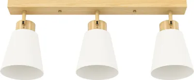 Produktbild von Deckenleuchte LED 40W Deckenlampe mit Doppelmontage und 90° verstellbaren Köpfen mit 3 E27-Fassungen Naturholz