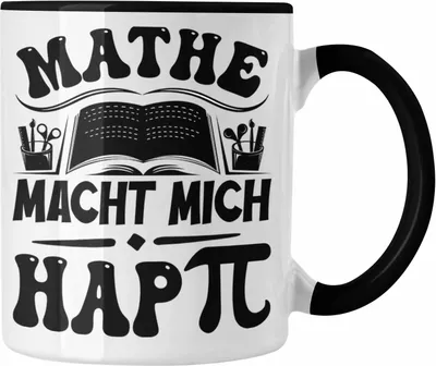 Produktbild von Trendation - Mathe-Lehrer Tasse Geschenkidee Mathe Macht Mit Happy Mathe-Liebhaber Geschenk Geburtstag Weihnachten Mathestudent (Schwarz)