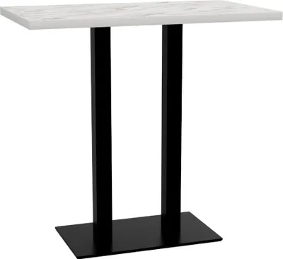 Produktbild von Gastro Stehtisch 120x70 cm | Marmor Weiß | Gusseisen Gestell