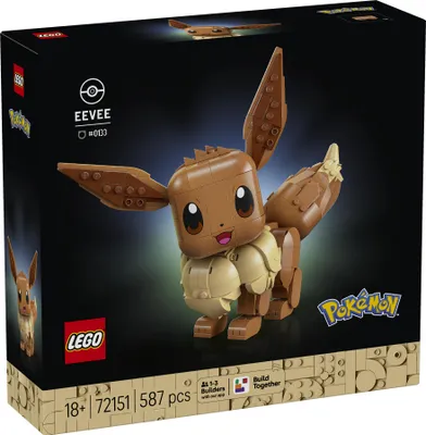 Produktbild von LEGO Pokémon Evoli Figur - Bauset für Erwachsene - Anime Modellbau mit beweglichen Gliedmaßen, Ohren und Schwanz - DIY Deko für Zimmer oder Schreibtisch - Sammler Geschenkidee für Gaming Fans – 72151