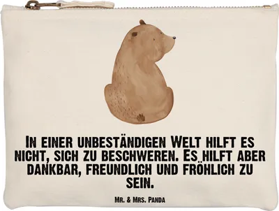 Produktbild von Mr. & Mrs. Panda Federmappe Bär Schulterblick Grösse XL Große - Weiß - Geschenk, Kosmetiktasche, Make-Up Tasche, kosmetiktäschchen, Bären, Weisheit, Teddy, Etui