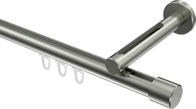 Produktbild von Interdeco Innenlaufstange / Gardinenstange mit Innenlauf Edelstahl-Optik, Typ Siteno Santo (Kappe), 20 mm Ø 1-läufig, 400 cm