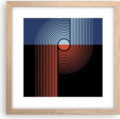 Produktbild von Gerahmtes Poster - Rahmen in heller Eiche - Abstraktion Moderne Minimalismus - 30x30 cm - Wand Bild - Wanddeko - Wandbilder - Kunstposter - Wandposter - Bilderrahmen - Bilder - P2NAC30x30-4520