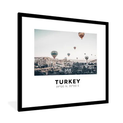 Produktbild von MuchoWow® Gerahmtes Poster Türkei - Heißluftballon - Bäume 40x40 cm - Poster mit Schwarzem Bilderrahmen Wandposter Rahmen Foto Bilder - Poster - Plakat im Rahmen