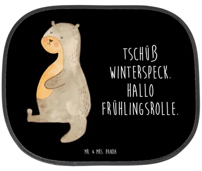 Produktbild von Mr. & Mrs. Panda Hitzeschutz Auto Otter Bauch - Schwarz - Geschenk, Sonnenschutz für Autoscheiben, dick, Winterspeck, Sportmuffel, saugnapf, Essen. Foodlover