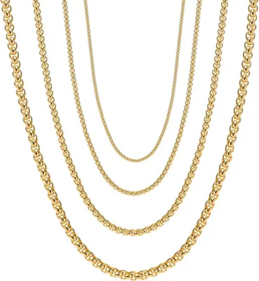 Image de OSTAN acier inoxydable boîte argent chaîne 2/3/4/5 MM longueur 45-80 cm
