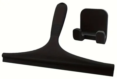Produktbild von INF Silikon Duschabzieher mit Haken 145 Grad Klinge für Glas und Fliesen Schwarz