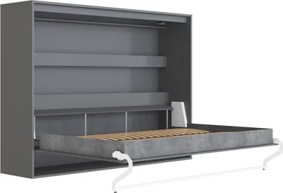 Produktbild von SMARTBett Schrankbett 140x200 Horizontal (M2 55cm Tiefe)  Anthtrazit/Waves Anthrazit