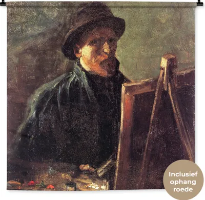 Produktbild von MuchoWow® Wandteppich Wandbehang Selbstbildnis als Maler - Vincent van Gogh 120x120 cm Tapisserie Dekoration Wandtuch - Modern - Baumwollgewebe