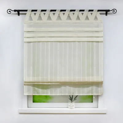 Produktbild von Delien Raffrollo mit V Schlaufen Leinenoptik Raffgardinen Halbtransparent Schlaufenrollo Modern Vorhang, Braun BxH 140x140 cm