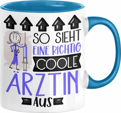 Produktbild von Ärztin Geschenk Tasse Lustig Geschenkidee für Ärztin Geburtstag So Sieht Eine Richtig Coole Ärztin Aus Frauen Spruch (Blau)