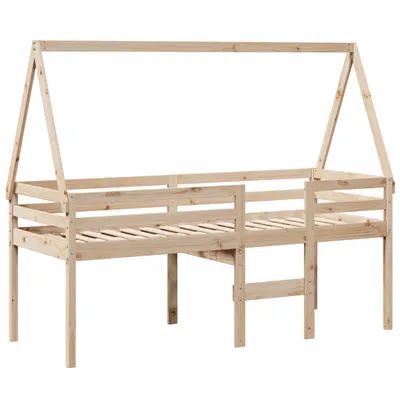 Produktbild von Hochbett mit Dach 75x190 cm Massivholz Kiefer