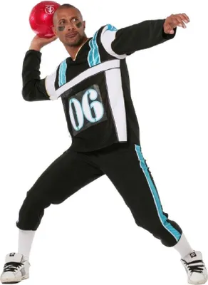 Produktbild von W5743-58-A schwarz-türkis Herren Football Kostüm Rugby Anzug Gr.58