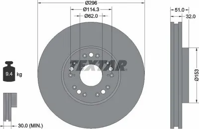 Produktbild von 2x TEXTAR Bremsscheibe 92237503 für TOYOTA Altezza (_E1_) für LEXUS LS (UCF10)