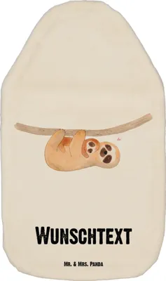 Produktbild von Mr. & Mrs. Panda Personalisierte Wärmflasche Faultier mit Kind - Weiß - Personalisierte Geschenke, Geburt, Liebe, Wärmflasche mit Namen, Spaß, Kinderwärmflasche mit Namen