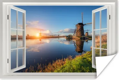 Produktbild von MuchoWow® Poster Aussicht - Wasser - Mühle 180x120 cm - Fotoplakat