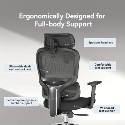 Image de Siège de bureau ergonomique - Chaise de bureau - Siège informatique - Siège de travail - Fauteuil gamer - Hauteur réglable