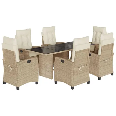 Image de vidaXL Ensemble de jardin 7 pièces avec coussins Beige Poly rotin