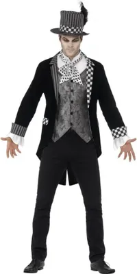 Produktbild von Dark Hatter Kostüm Deluxe Dämonischer Hutmacher mit Frack und Zylinder für Erwachsene Halloween Fasching Karneval Männer Größe: M