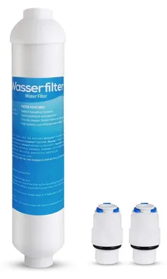 Produktbild von Wasserfilter Kühlschrank mit 2x 1/4" Universal Anschlussset | Aktivkohlefilter für externe Kühlschrankfilter