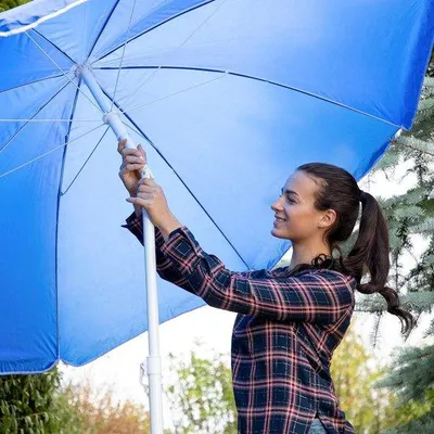 Produktbild von Famanu Sonnenschirm 180 cm - grau, höhenverstellbar, mit Kippfunktion