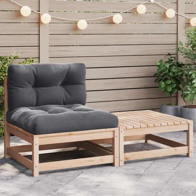 Image de vidaXL Ensemble salon de jardin 2 pièces avec coussins pin massif
