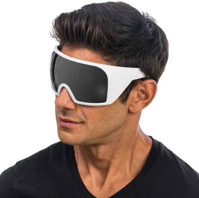 Futuristische Brille XXL Space-Brille mit weißem Rahmen 15 x 16 cm für Erwachsene seitlich von Vorne