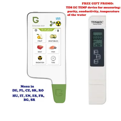 Produktbild von Greentest Eco 4F, Messung der Nitratkonzentration in Obst, Gemüse, Fleisch, Fisch und Strahlung + GIFT TDSEC-Messgerät, Messung der Wasserreinheit
