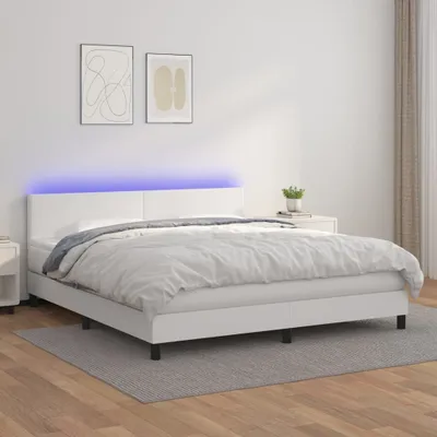 Produktbild von Maison Exclusive - Boxspringbett mit Matratze & LED Weiß 180x200 cm Kunstleder