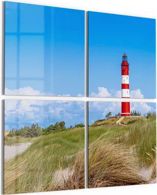 Produktbild von DEQORI Glasbild Echtglas 4x50x50 cm 'Leuchtturm auf Amrum' Wandbilder XXL groß
