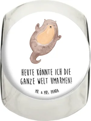 Produktbild von Mr. & Mrs. Panda Kaffeedose Otter Umarmen XL 2000ml - Weiß - Geschenk, glücklich, gut Gelaunt, Süßigkeiten Glas, Frischhaltedose, aufbewahrungsglas, Hallo, Seeotter See